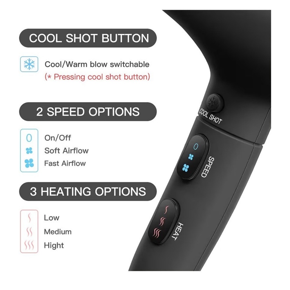 Milin‎ Professional Hair Dryer 1800w AC110 125v 60Hz Black - Picture 6 of 7